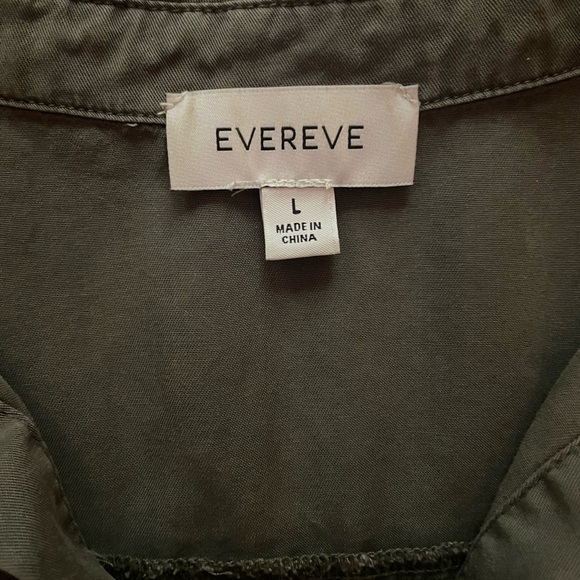 Evereve Olive Green Button-Down Shirt | Twist Tie Front Notched Collar | Size L - Picture 6 of 9